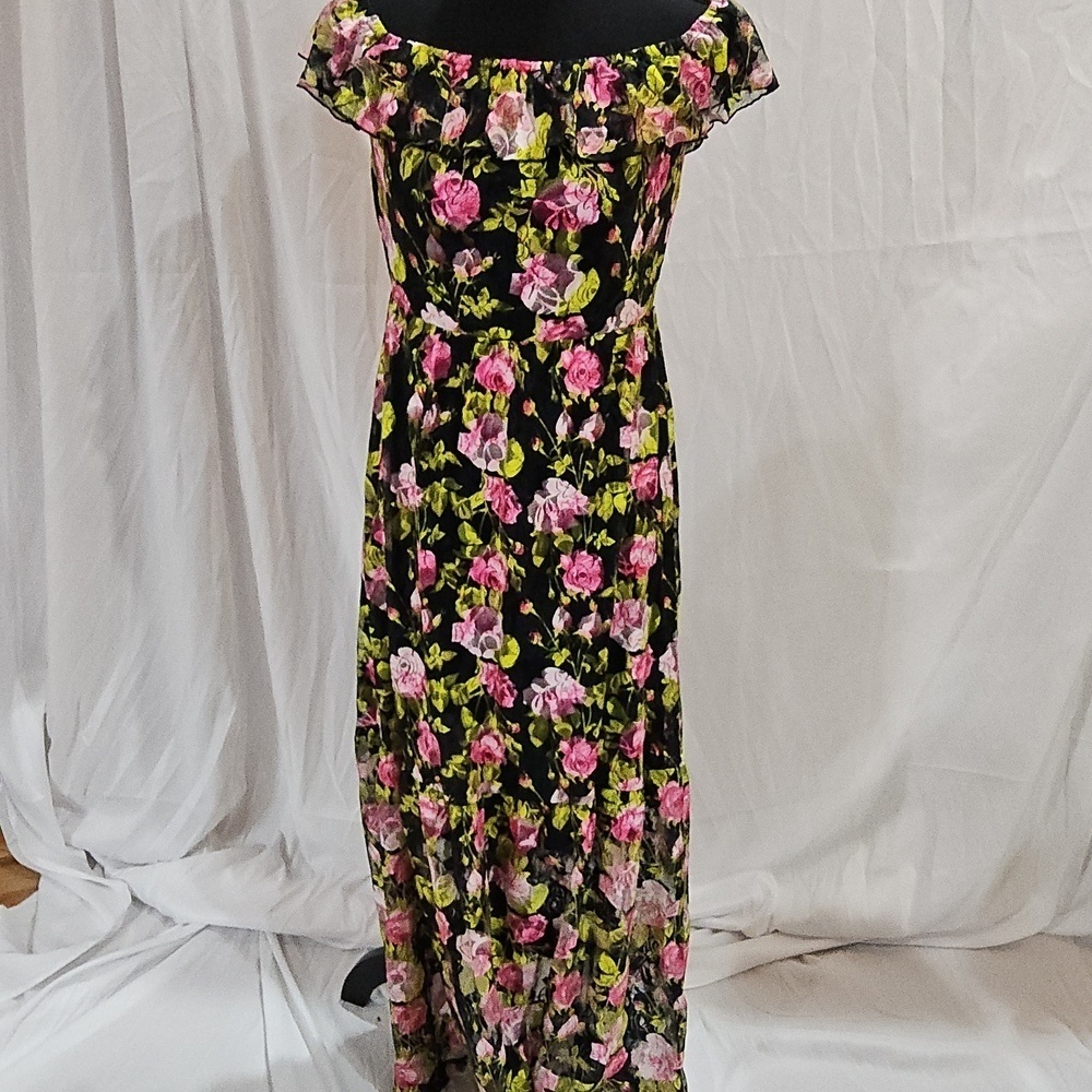 BLACK/FLORAL BETSEY JOHNSON MAXI DRESS